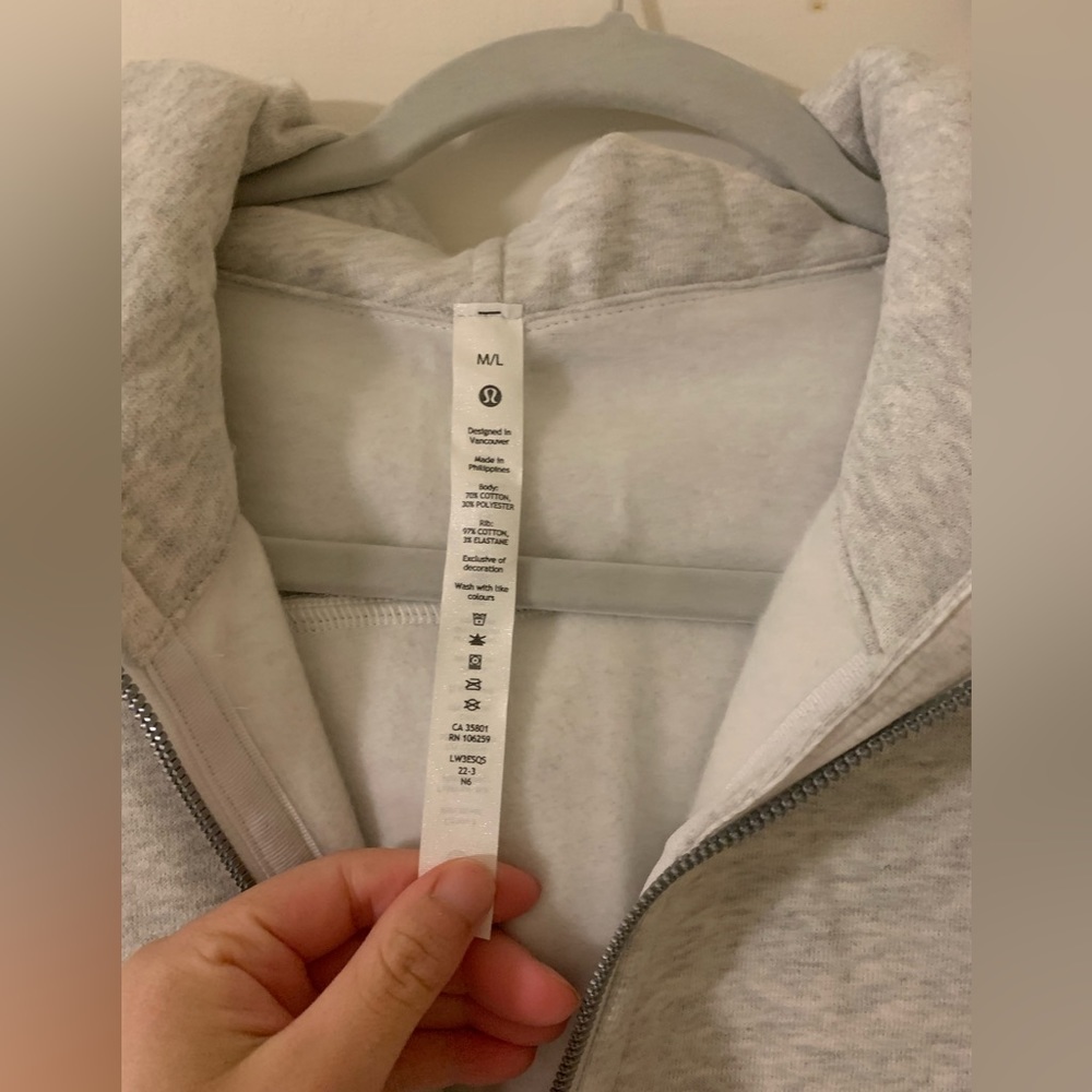 Lululemon Scuba Full Zip Heathered Core Ultra Light Grey - Picture 4 of 5